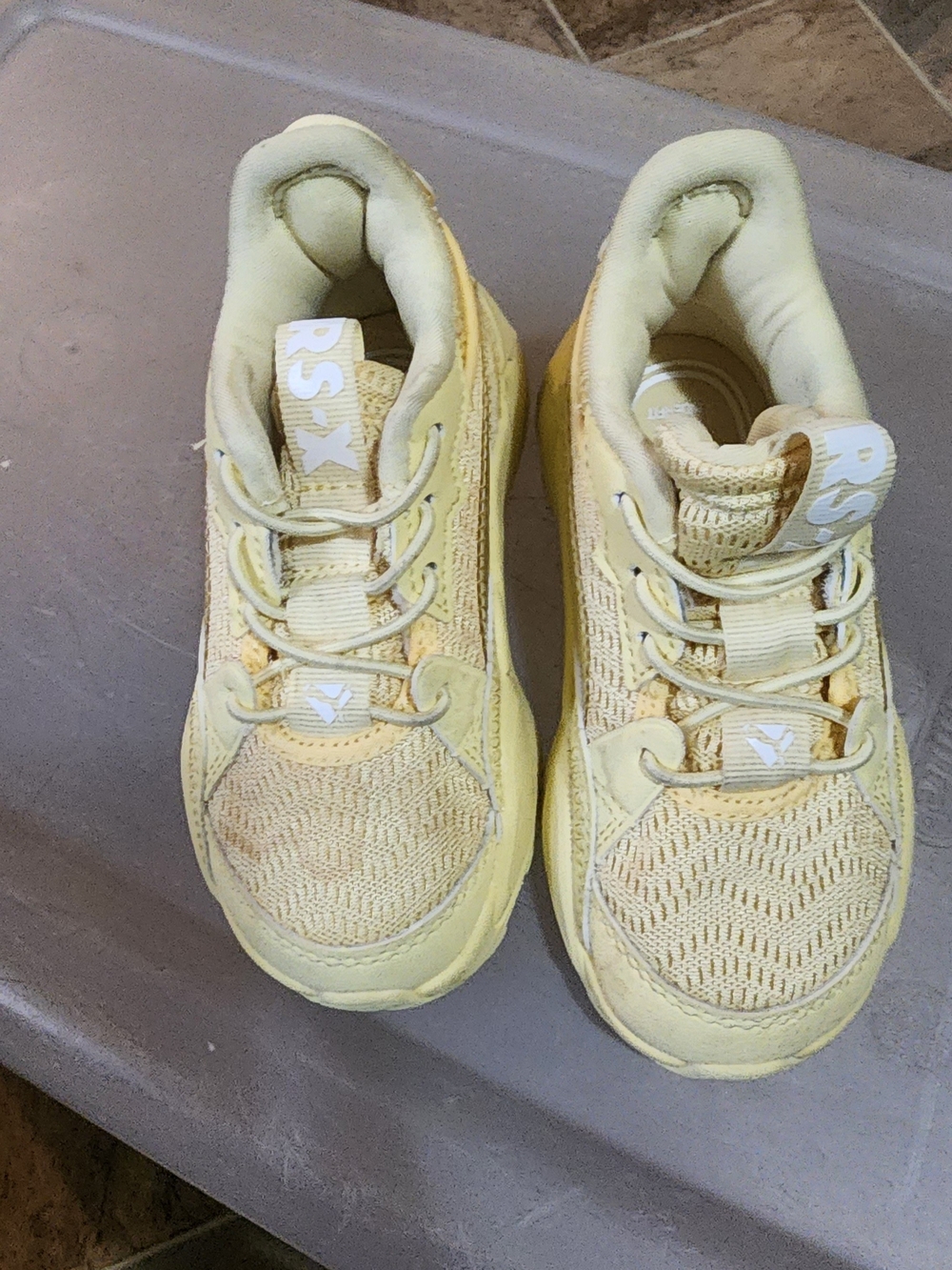 Puma Kids Yellow Knit RS-X Sneakers Size 7C